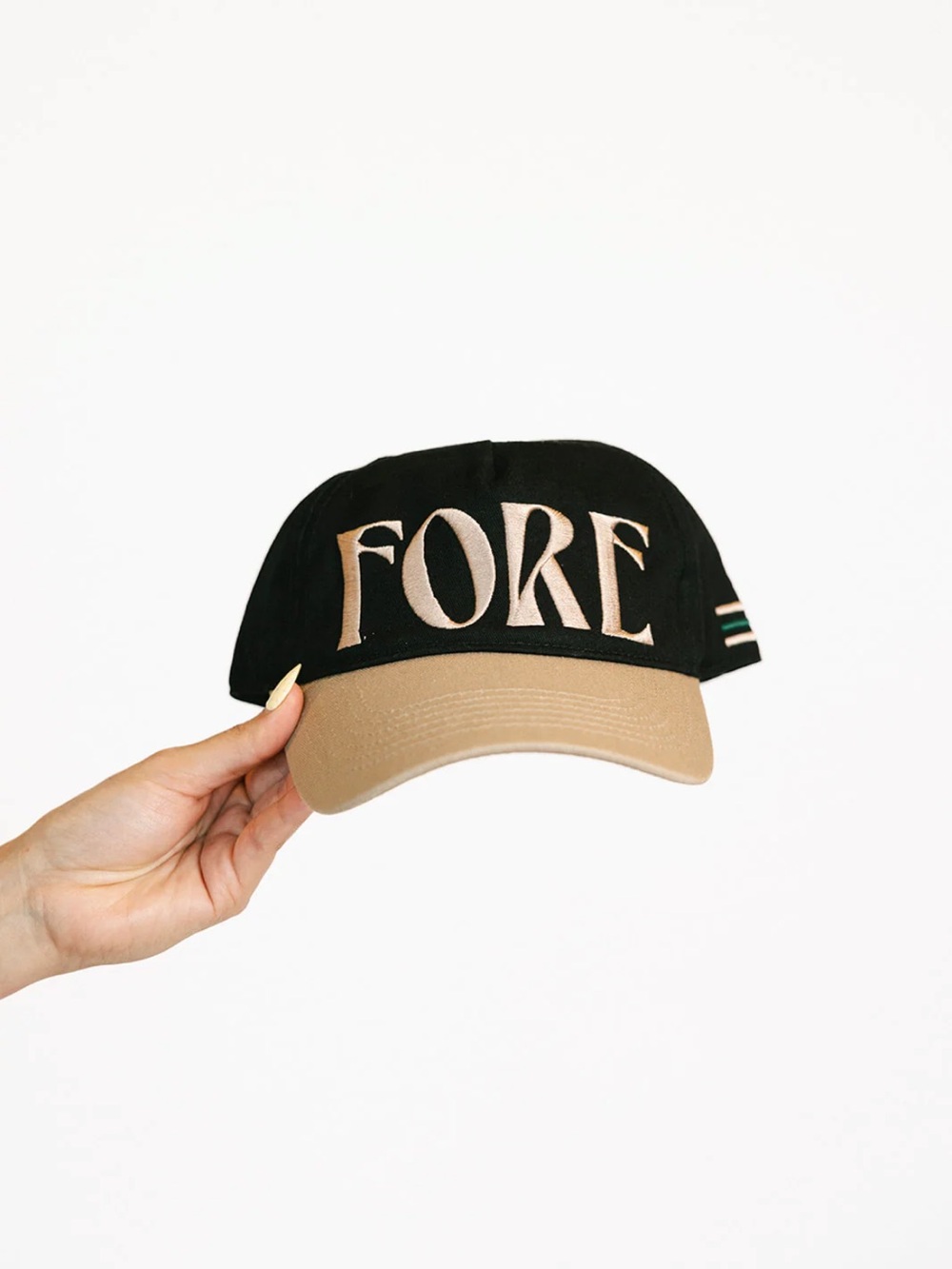 Fore All Embroidered Black & Tan Baseball Cap